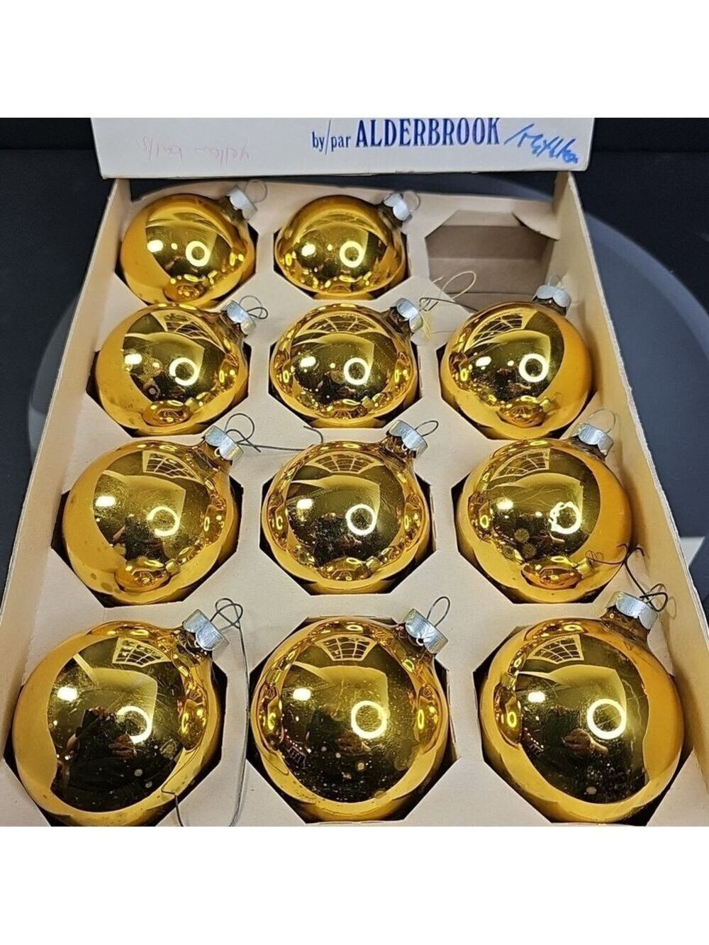 Vintage Christmas Balls Gold Yellow Set of 11pcs Made In USA Glass Baubles